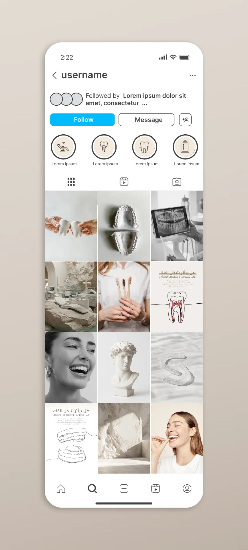 Dental moodboard — Instagram grid direction